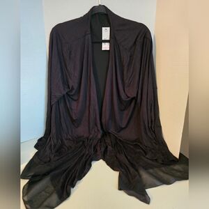 Worthington Women's 3X Elegant Black Drape Cardigan-New